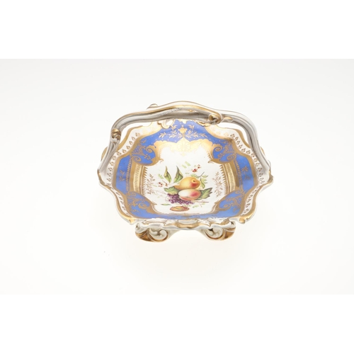 859 - 19THC ENGLISH PORCELAIN BASKET & PEDESTAL VASE. A porcelain basket Model No 1348, painted to the cen... 