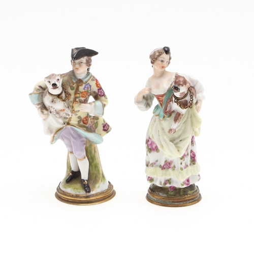 860 - MINIATURE PORCELAIN SCENT BOTTLES - DOG INTEREST. Probably German and 19thc, the two miniature scent... 