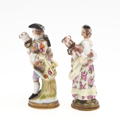 860 - MINIATURE PORCELAIN SCENT BOTTLES - DOG INTEREST. Probably German and 19thc, the two miniature scent... 