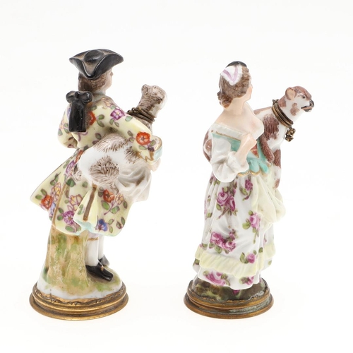 860 - MINIATURE PORCELAIN SCENT BOTTLES - DOG INTEREST. Probably German and 19thc, the two miniature scent... 