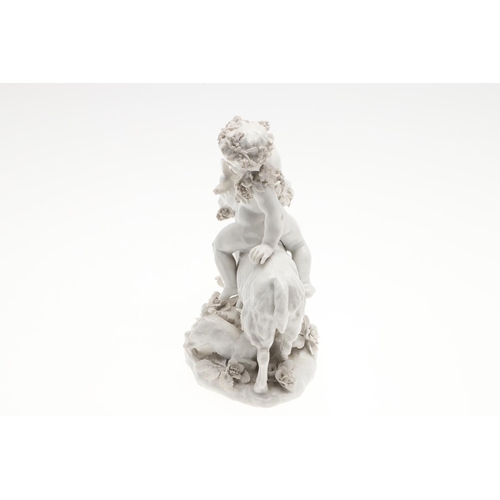 861 - PAIR OF VIENNA STYLE PORCELAIN FIGURE GROUPS. A pair of blanc de chine figure groups, with cherub fi... 