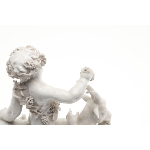 861 - PAIR OF VIENNA STYLE PORCELAIN FIGURE GROUPS. A pair of blanc de chine figure groups, with cherub fi... 