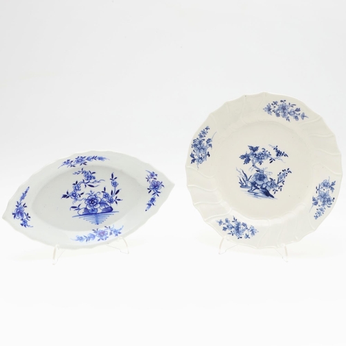 867 - TOURNAI FRENCH PORCELAIN PLATE & DISH. Including a fluted blue and white plate with floral sprigs an... 