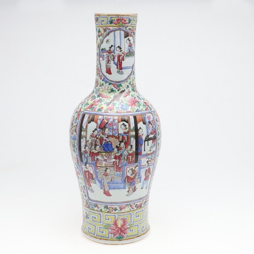 871 - LARGE 19THC CHINESE CANTONESE FAMILLE ROSE VASE. A late 19thc Cantonese famille rose of large propor... 