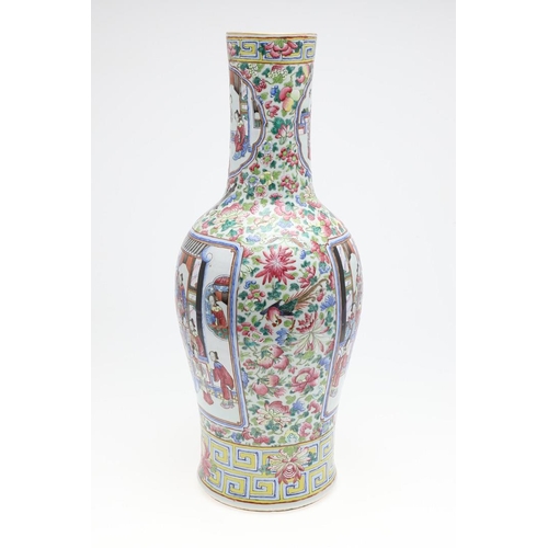 871 - LARGE 19THC CHINESE CANTONESE FAMILLE ROSE VASE. A late 19thc Cantonese famille rose of large propor... 