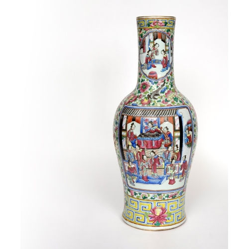 871 - LARGE 19THC CHINESE CANTONESE FAMILLE ROSE VASE. A late 19thc Cantonese famille rose of large propor... 