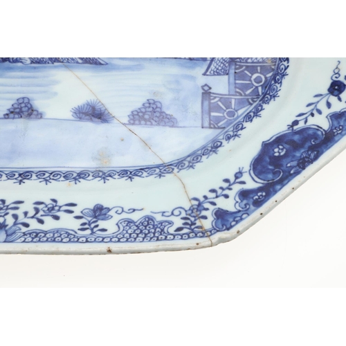 874 - QTY OF CHINESE BLUE & WHITE PLATES & DISHES, & LARGE PLATTER. Qianlong period, including a large pla... 