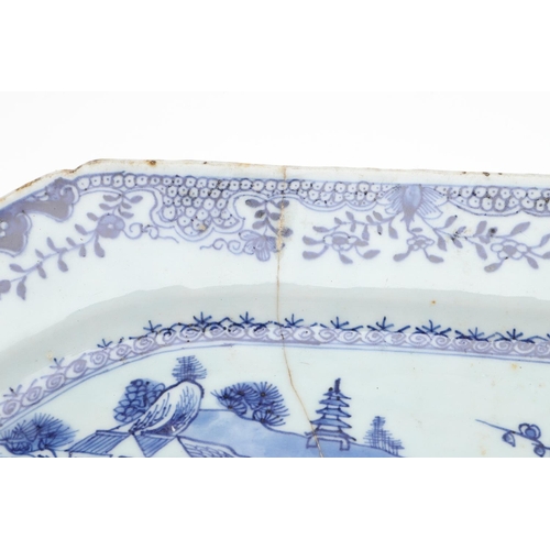 874 - QTY OF CHINESE BLUE & WHITE PLATES & DISHES, & LARGE PLATTER. Qianlong period, including a large pla... 