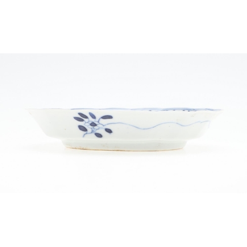 878 - TWO CHINESE SMALL BLUE & WHITE DISHES. Late 19thc in the Kangxi style, one dish painted to the centr... 