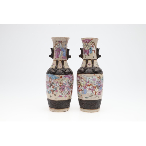 881 - PAIR OF CHINESE FAMIILE VERTE VASES & ANOTHER PAIR OF VASES. A pair of late 19thc famille verte vase... 