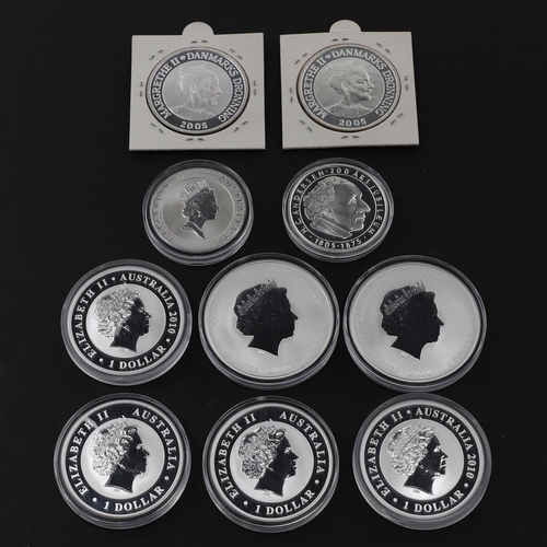 1003 - A COLLECTION OF AUSTRALIAN 1 OZ FINE SILVER COINS TO INCLUDE KOALAS AND OTHERS, 1997 AND LATER. Eliz... 