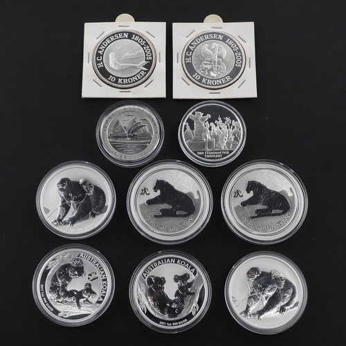 1003 - A COLLECTION OF AUSTRALIAN 1 OZ FINE SILVER COINS TO INCLUDE KOALAS AND OTHERS, 1997 AND LATER. Eliz... 