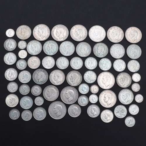1035 - A COLLECTION OF GEORGE VI PART SILVER TO INCLUDE HALFCROWNS. George VI: Halfcrowns 1937, 1938, 1939,... 