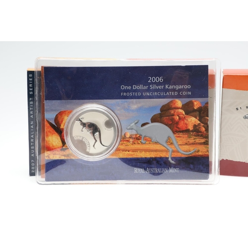 1196 - A COLLECTION OF TEN AUSTRALIAN SILVER 1 OZ KANGAROO COINS, 1999 AND LATER. A collection of Elizabeth... 