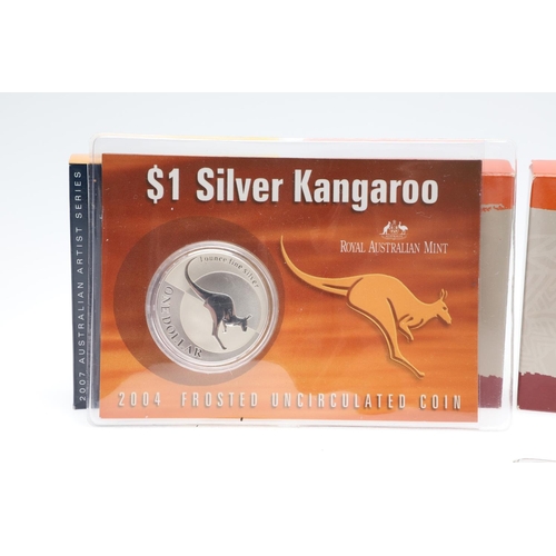 1196 - A COLLECTION OF TEN AUSTRALIAN SILVER 1 OZ KANGAROO COINS, 1999 AND LATER. A collection of Elizabeth... 