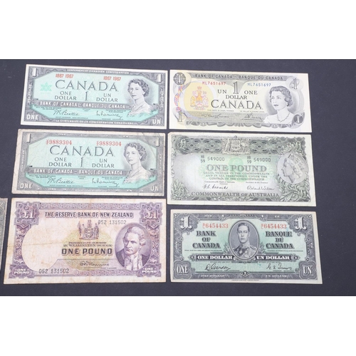 1199 - AN INTERESTING COLLECTION OF NINE CANADIAN BANKNOTES. A varied collection of noted including two 25 ... 