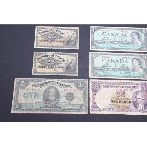 1199 - AN INTERESTING COLLECTION OF NINE CANADIAN BANKNOTES. A varied collection of noted including two 25 ... 