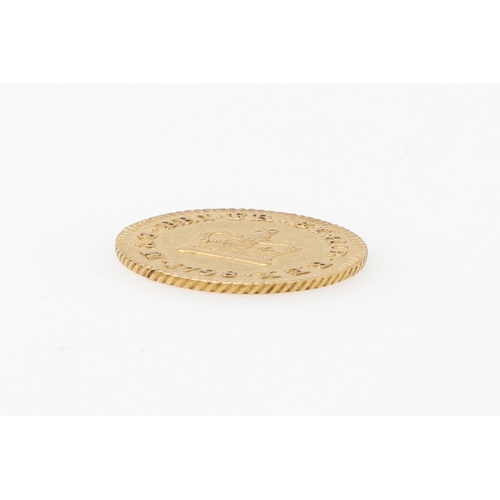 1213 - A GEORGE III THIRD GUINEA, 1798. A George III Third Guinea, first laureate head r. first reverse, da... 