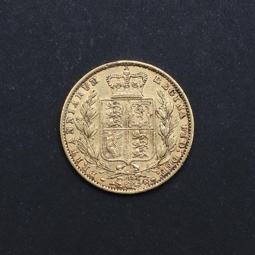 1218 - A QUEEN VICTORIA SOVEREIGN, 1864. A Queen Victoria Sovereign, Young head l. reverse Shield with die ... 