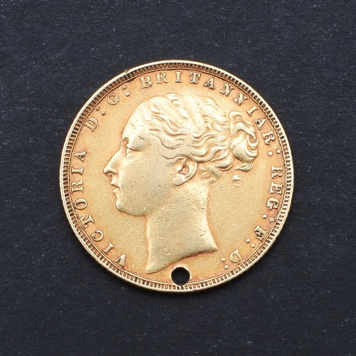 1220 - A QUEEN VICTORIA YOUNG HEAD SOVEREIGN, 1872. A Queen Victoria Sovereign, young bare head, l. Shield ... 