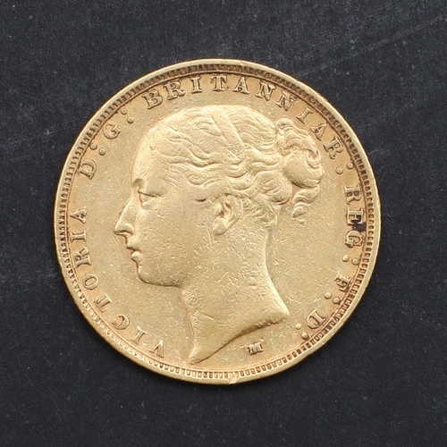 1222 - A QUEEN VICTORIA SOVEREIGN, 1883. A Queen Victoria Sovereign, young bust l. with M below the bust fo... 