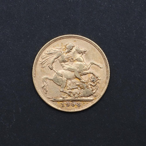 1242 - AN EDWARD VII SOVEREIGN, 1904. An Edward VII  Half Sovereign, bare head r. Reverse with St George an... 