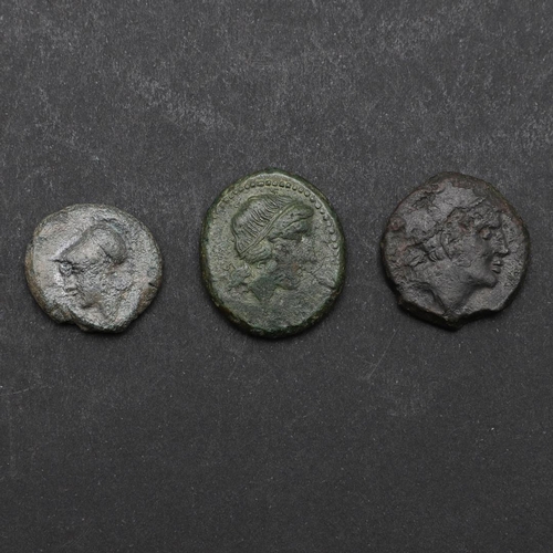 643 - ROMAN REPUBLIC, DOUBLE LITRA. c.273-225 B.C. AND TWO OTHERS. A Double LItra, diademed head of Apollo... 