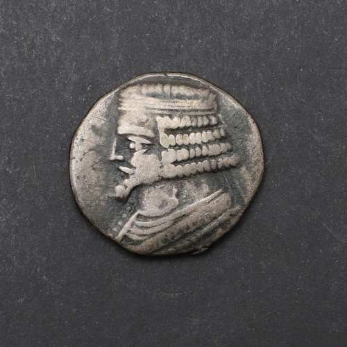 650 - AN ANCIENT GREEK COIN, A PARTHIAN TETRADRACHM, c38-3 B.C. A Tetradrachm of Phraates IV, obverse bust... 