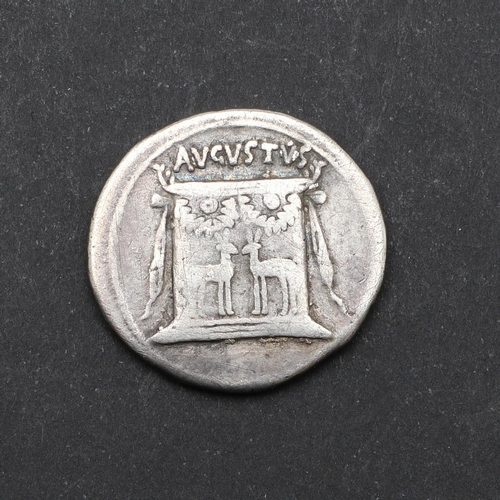 653 - ROMAN IMPERIAL COINAGE: AUGUSTUS c. 27 B.C. - 14 A.D. A silver Cistophorus, bare head r. above IMP C... 