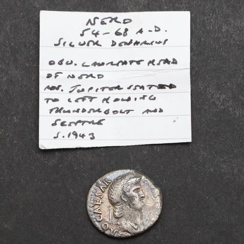 658 - ROMAN IMPERIAL COINAGE: NERO. c.54-68. A.D. A silver denarius, obverse with laureate bust r. Reverse... 