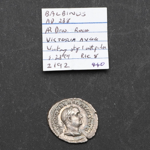 681 - ROMAN IMPERIAL COINAGE: BALBINUS. c.238. A.D. A silver antoninianus, obverse with laureate bust r. R... 