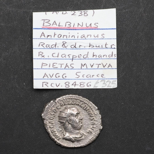 682 - ROMAN IMPERIAL COINAGE: BALBINUS. c.238. A.D. A silver antoninianus, obverse with radiate bust r. Re... 