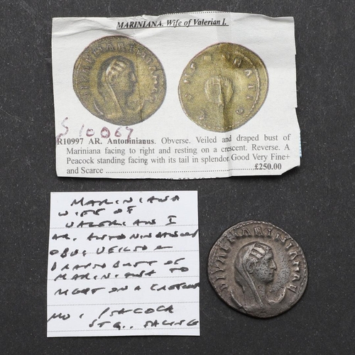 685 - ROMAN IMPERIAL COINAGE: MARINIANA c.253-4 A.D. A billon Antoninianus. Obverse veiled and draped bust... 