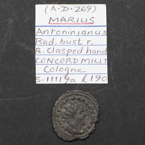 686 - ROMAN IMPERIAL COINAGE: MARIUS c.268 A.D. A billon Antoninianus of Marius. Radiate and cuirassed bus... 