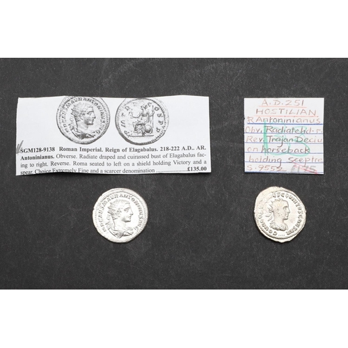 700 - ROMAN IMPERIAL COINAGE: REIGN OF ELAGABALUS c.218-222. A.D. AND ANOTHER OF HOSTILIAN. A silver Anton... 