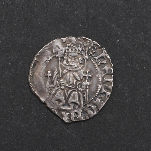 730 - A HENRY VII (1485 - 1509). SOVEREIGN TYPE HAMMERED SILVER PENNY. A Henry VII sovereign type penny, w... 