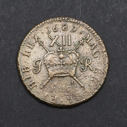 753 - A JAMES II GUN MONEY SHILLING, 1689. An Irish James II Gunmoney Shilling, August 1689, laureate drap... 