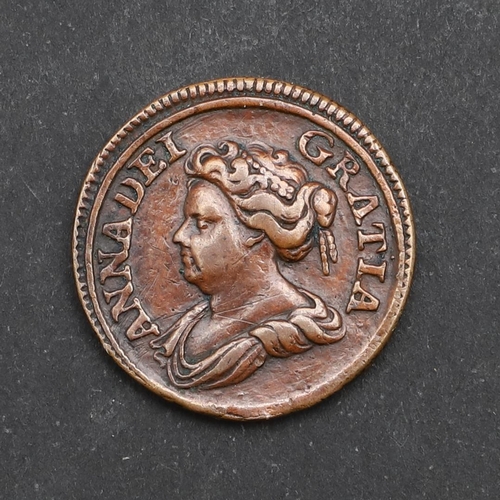 764 - A QUEEN ANNE PATTERN FARTHING, 1714. A Queen Anne pattern farthing, draped bust l. within Anna Dei G... 