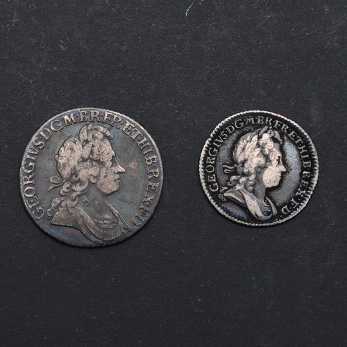 772 - A GEORGE I SHILLING, 1723 AND SIMILAR SIXPENCE. A George I Shilling, first laureate and draped bust ... 