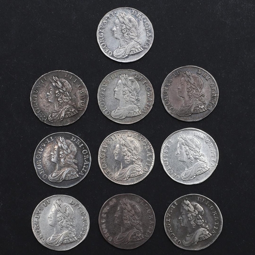 776 - A COLLECTION OF GEORGE II THREEPENCE, 1729 AND LATER. A collection of George II threepence, young la... 