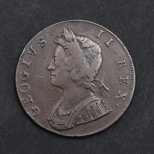 778 - A GEORGE II HALFPENCE 1730 WITH ERROR. A George II halfpence, young laureate and cuirassed bust l. r... 