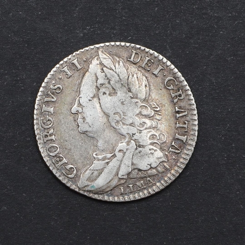 785 - A GEORGE II LIMA SIXPENCE, 1746. A George II sixpence, old laureate and draped bust with LIMA below ... 