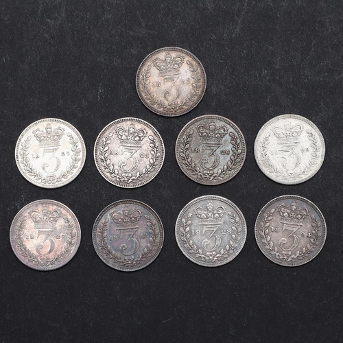 812 - A COLLECTION OF GEORGE IV THREEPENCE, 1822 AND LATER. A collection of George IV threepence, laureate... 