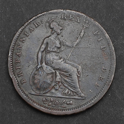 815 - GEORGE IV PENNY FOR 1827. George IV copper penny for 1827, laureate head l. reverse seated figure of... 