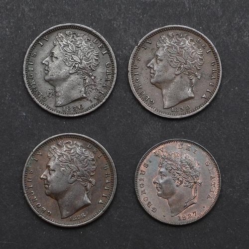 816 - THREE GEORGE IV HALF-FARTHINGS AND SIMILAR THIRD-FARTHING. A George IV half-farthing for use in Ceyl... 