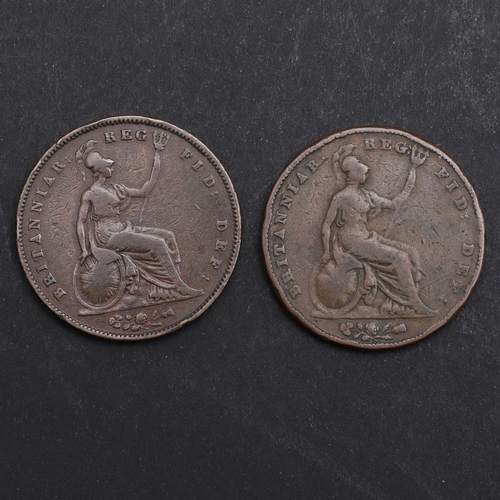 832 - QUEEN VICTORIA PENNIES, 1843, WITH AND WITHOUT COLONS. Two Queen Victoria pennies, young head l. dat... 