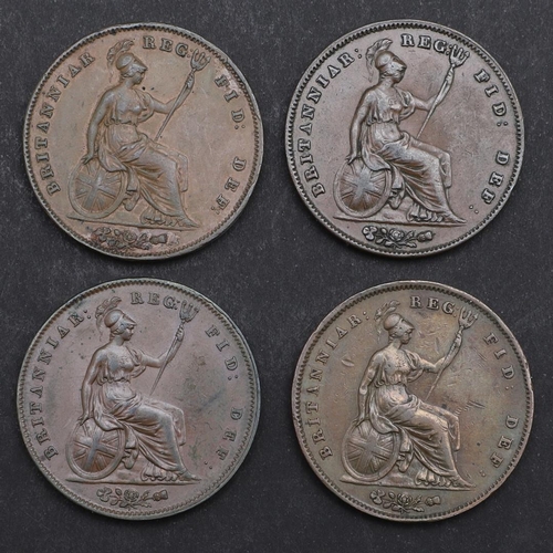 833 - A COLLECTION OF EARLY QUEEN VICTORIA PENNIES, 1844 AND LATER. Four Queen Victoria pennies, young hea... 