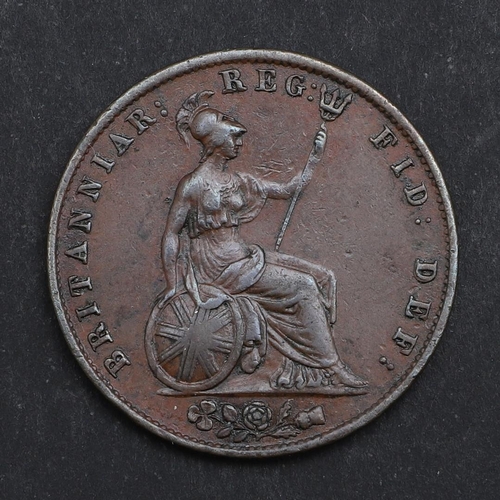 835 - A QUEEN VICTORIA HALFPENNY, 1845. A Queen Victoria Halfpenny, young head l. dated 1845, reverse with... 