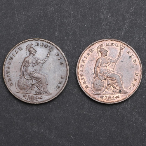 838 - TWO EARLY QUEEN VICTORIA PENNIES, 1847. Two Queen Victoria pennies, young head l. dated 1847, revers... 