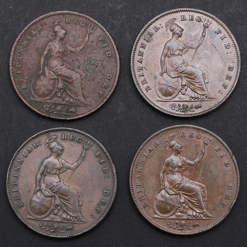 839 - A COLLECTION OF EARLY QUEEN VICTORIA PENNIES. 1848 AND LATER. Four Queen Victoria pennies, young hea... 